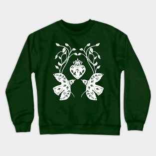 white birds and heart Crewneck Sweatshirt